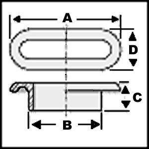 Esquema de medidas Ojete oval de hierro